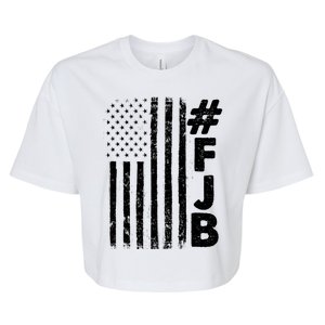 #FJB Distressed USA American Flag Bella+Canvas Jersey Crop Tee