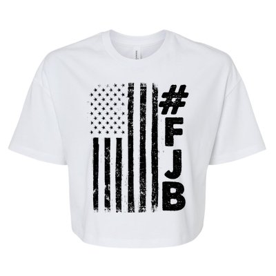 #FJB Distressed USA American Flag Bella+Canvas Jersey Crop Tee