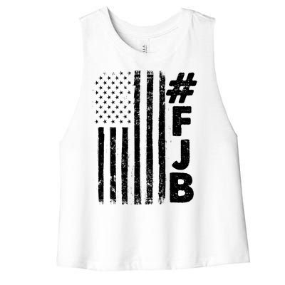 #FJB Distressed USA American Flag Women's Racerback Cropped Tank