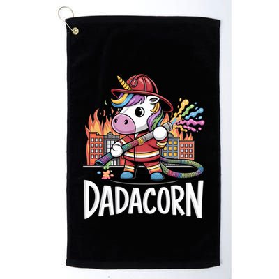 Funny Dadacorn Unicorn Firefighter FatherS Day Classic Great Gift Golf Towel