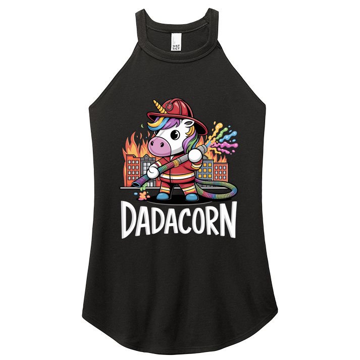 Funny Dadacorn Unicorn Firefighter FatherS Day Classic Great Gift Women's Perfect Tri Rocker Tank
