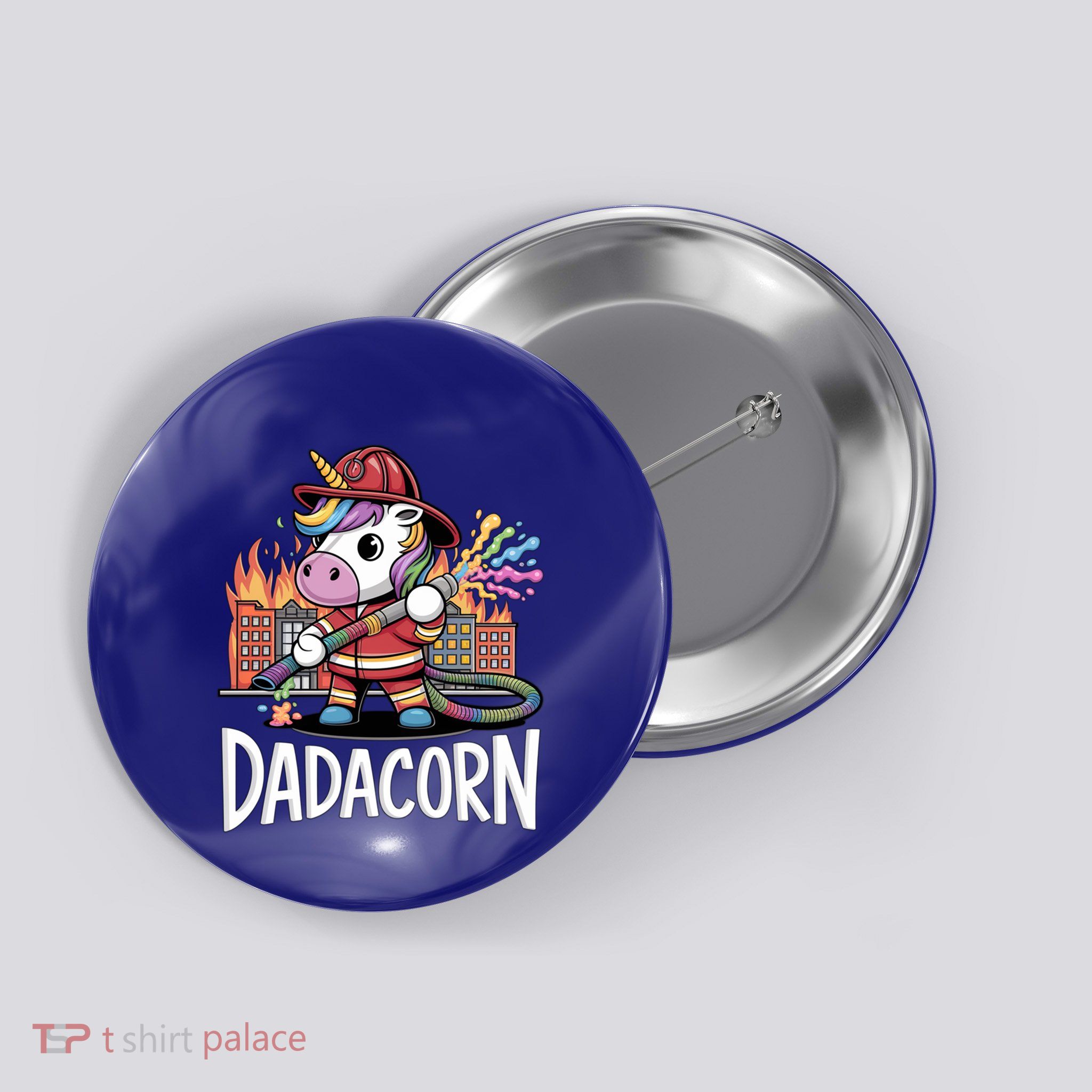 Funny Dadacorn Unicorn Firefighter FatherS Day Classic Great Gift Button