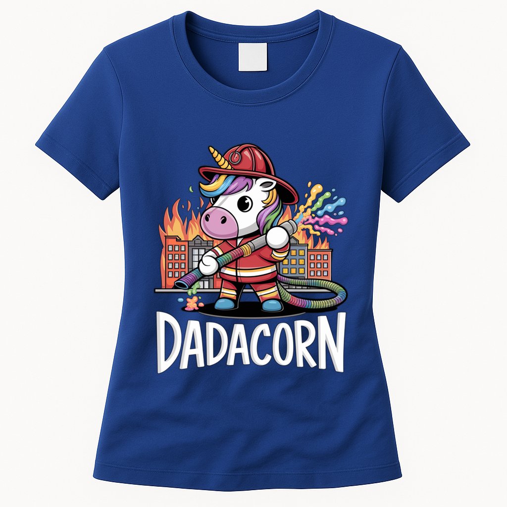 Funny Dadacorn Unicorn Firefighter FatherS Day Classic Great Gift Womens T-Shirt