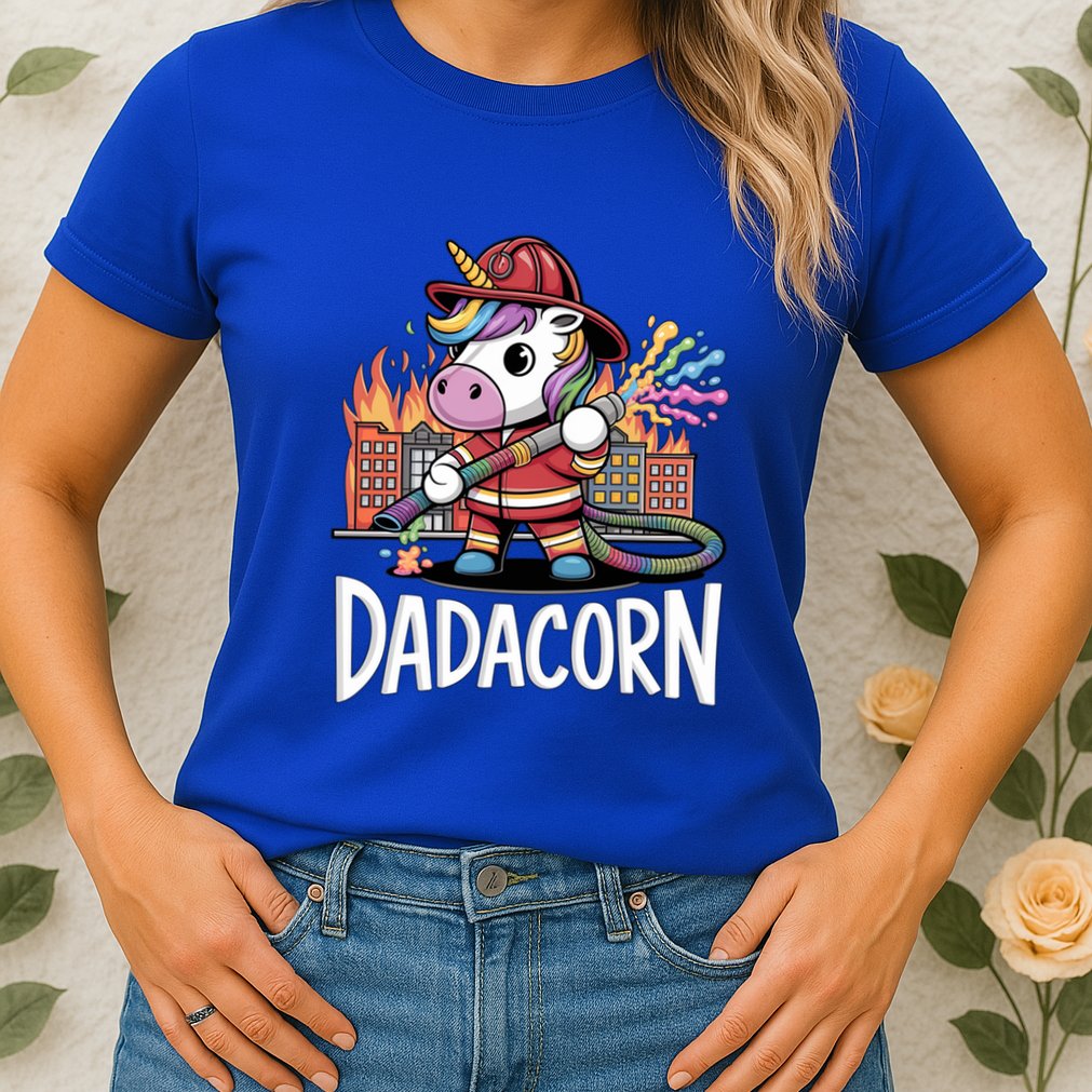 Funny Dadacorn Unicorn Firefighter FatherS Day Classic Great Gift Womens T-Shirt