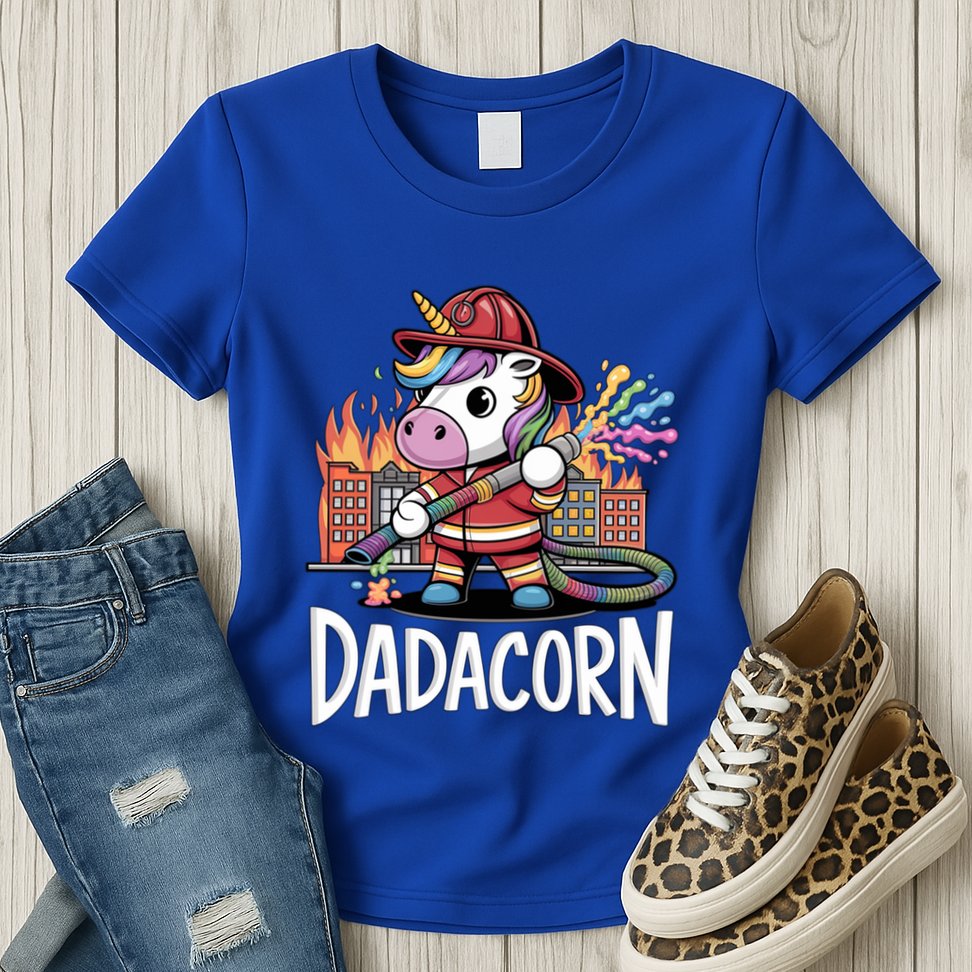 Funny Dadacorn Unicorn Firefighter FatherS Day Classic Great Gift Womens T-Shirt