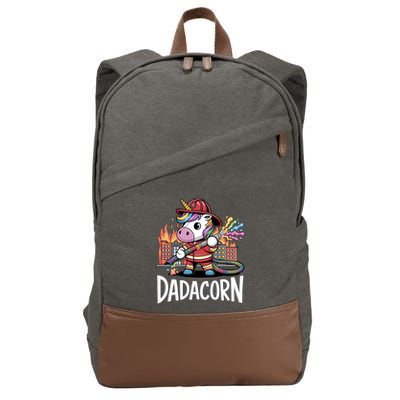Funny Dadacorn Unicorn Firefighter FatherS Day Classic Great Gift Cotton Canvas Backpack
