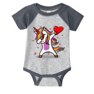 Funny Dabbing Unicorn Heart Valentine's Day Gifts Love Infant Baby Jersey Bodysuit