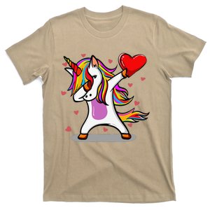 Funny Dabbing Unicorn Heart Valentine's Day Gifts Love T-Shirt