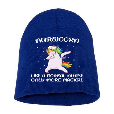 Funny Dabbing Unicorn Nursicorn Nurse Unicorn Lover Gift Short Acrylic Beanie