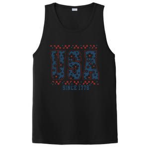 Floral Daisy Usa  Retro America 4th Of July 4th Of July Sublimation PosiCharge Competitor Tank