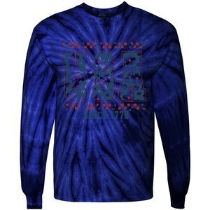 Floral Daisy Usa  Retro America 4th Of July 4th Of July Sublimation Tie-Dye Long Sleeve Shirt