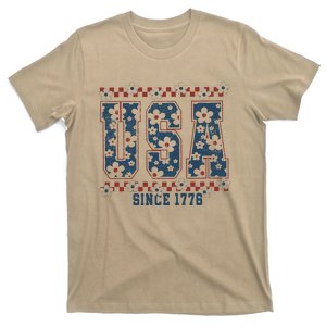 Floral Daisy Usa  Retro America 4th Of July 4th Of July Sublimation T-Shirt