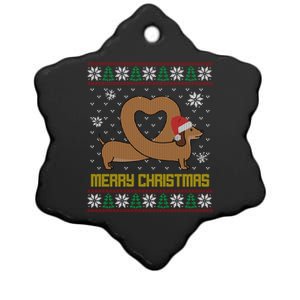 Funny Dachshund Ugly Christmas Sweater Dog Gift Ceramic Star Ornament