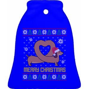 Funny Dachshund Ugly Christmas Sweater Dog Gift Ceramic Bell Ornament