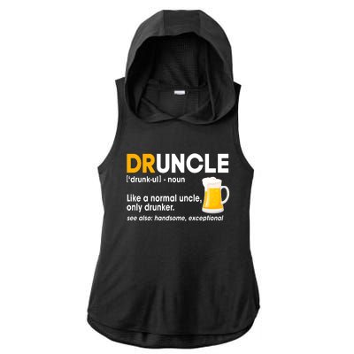 Funny Drunk Uncle Druncle Definition Ladies PosiCharge Tri-Blend Wicking Draft Hoodie Tank