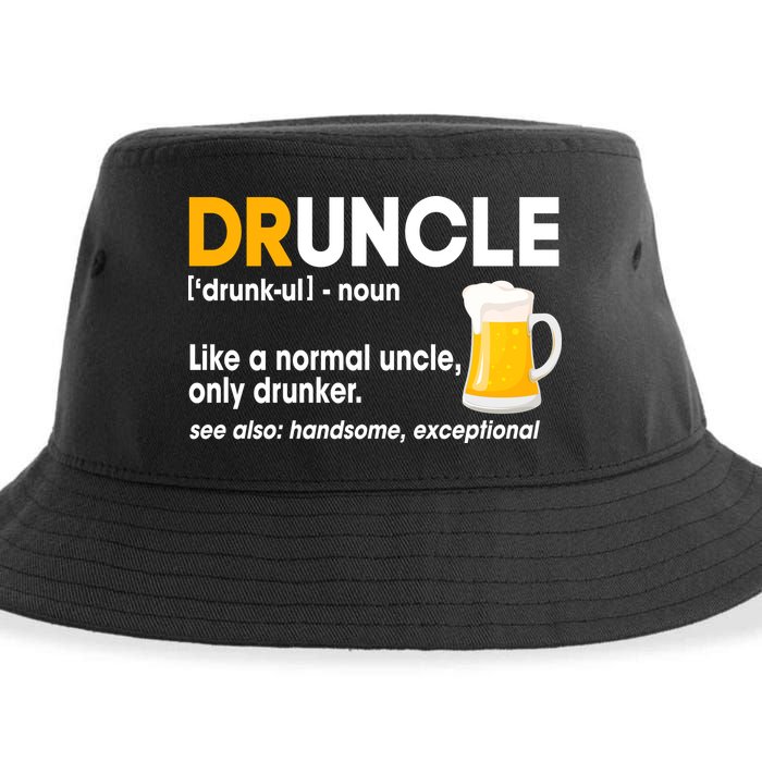 Funny Drunk Uncle Druncle Definition Sustainable Bucket Hat