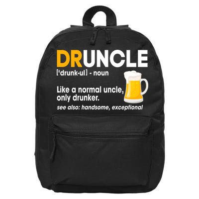 Funny Drunk Uncle Druncle Definition 16 in Basic Backpack