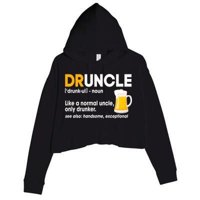 Funny Drunk Uncle Druncle Definition Crop Fleece Hoodie