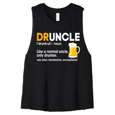 Funny Drunk Uncle Druncle Definition Women's Racerback Cropped Tank