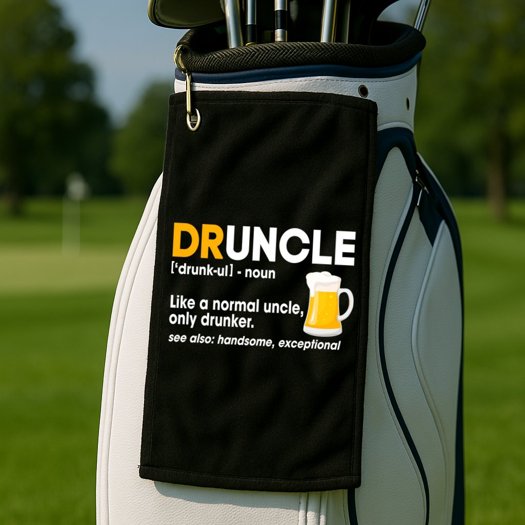 Funny Drunk Uncle Druncle Definition Golf Towel