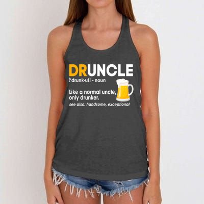 Funny Drunk Uncle Druncle Definition Women's Knotted Racerback Tank