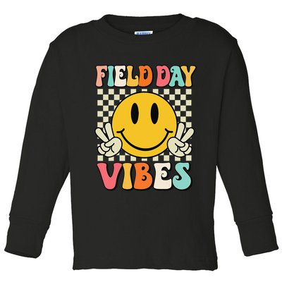 Field Day Vibes Funny For Teacher Happy Field Day 2025 1 Gift Toddler Long Sleeve Shirt