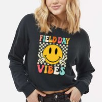 Field Day Vibes Funny For Teacher Happy Field Day 2025 1 Gift Cropped Pullover Crew