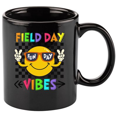 Field Day Vibes 2025 Happy Field Day Vibes Teacher 11oz C Handle Ceramic Mug