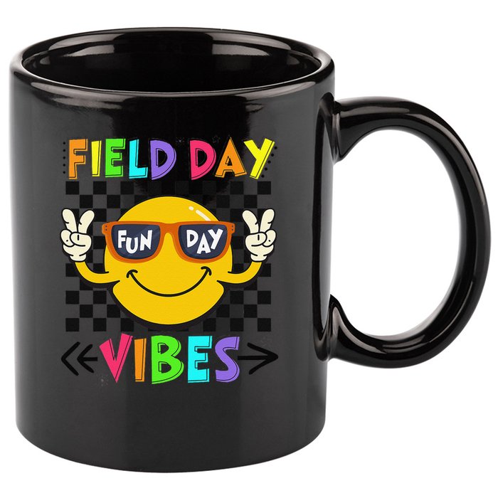 Field Day Vibes 2025 Happy Field Day Vibes Teacher 11oz C Handle Ceramic Mug