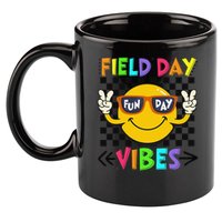 Field Day Vibes 2025 Happy Field Day Vibes Teacher 11oz C Handle Ceramic Mug