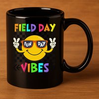 Field Day Vibes 2025 Happy Field Day Vibes Teacher 11oz C Handle Ceramic Mug