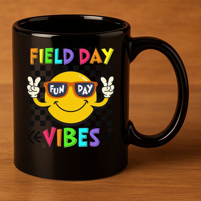 Field Day Vibes 2025 Happy Field Day Vibes Teacher 11oz C Handle Ceramic Mug