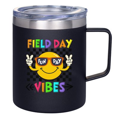 Field Day Vibes 2025 Happy Field Day Vibes Teacher 12oz Stainless Steel Coffee Mug