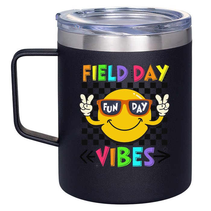Field Day Vibes 2025 Happy Field Day Vibes Teacher 12oz Stainless Steel Coffee Mug