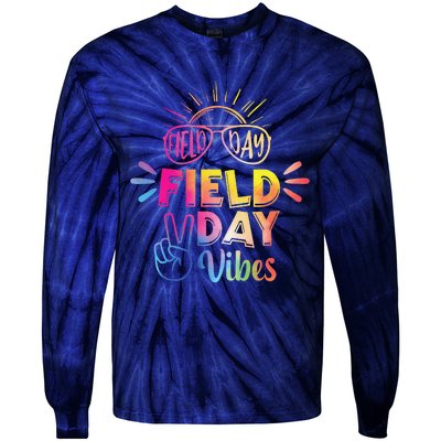 Field Day Vibes 2024 Funny Field Day Vibes Funny Teacher Tie-Dye Long Sleeve Shirt