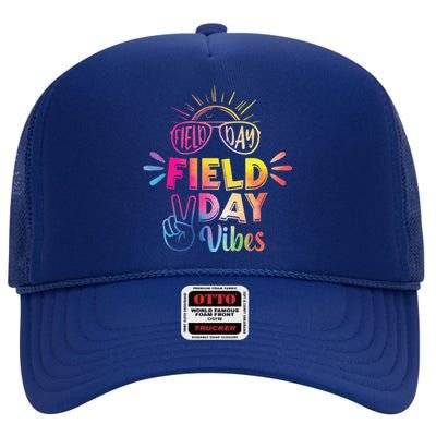 Field Day Vibes 2024 Funny Field Day Vibes Funny Teacher High Crown Mesh Back Trucker Hat