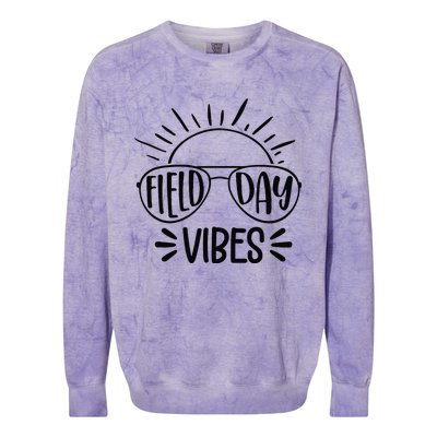 Field Day Vibes Funny Summer Glasses Teacher Field Day Colorblast Crewneck Sweatshirt