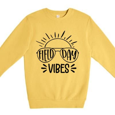 Field Day Vibes Funny Summer Glasses Teacher Field Day Premium Crewneck Sweatshirt