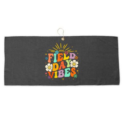 Field Day Vibes Funny Groovy Teacher Field Day 2024 Large Microfiber Waffle Golf Towel