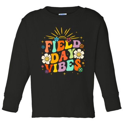 Field Day Vibes Funny Groovy Teacher Field Day 2024 Toddler Long Sleeve Shirt