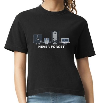 Floppy Disk Vhs Cassette Never Forget Geek History Comfort Colors Boxy T-Shirt