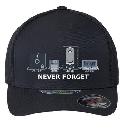 Floppy Disk Vhs Cassette Never Forget Geek History Flexfit Unipanel Trucker Cap