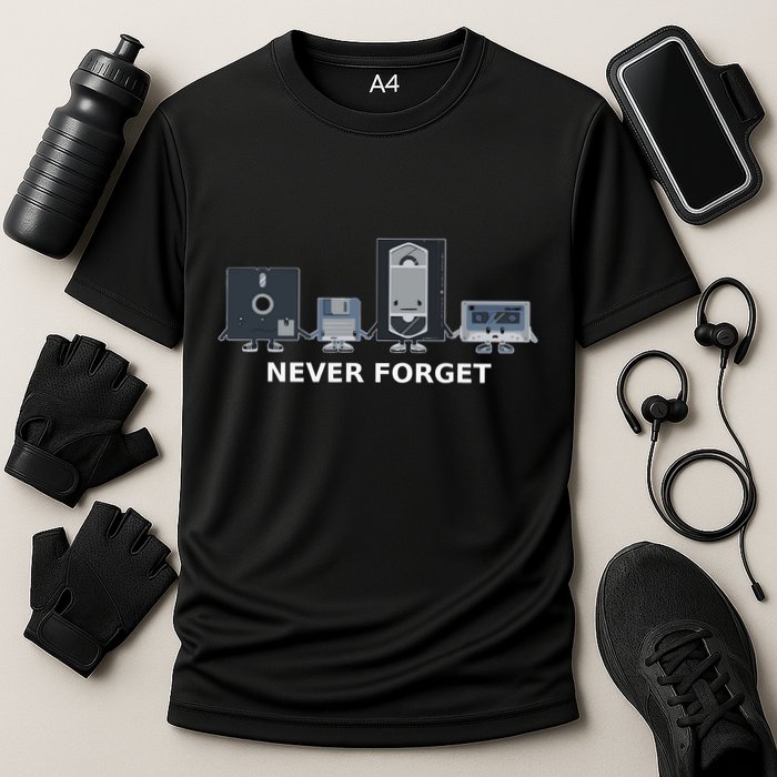 Floppy Disk Vhs Cassette Never Forget Geek History Performance Shirt