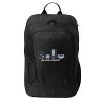 Floppy Disk Vhs Cassette Never Forget Geek History City Backpack