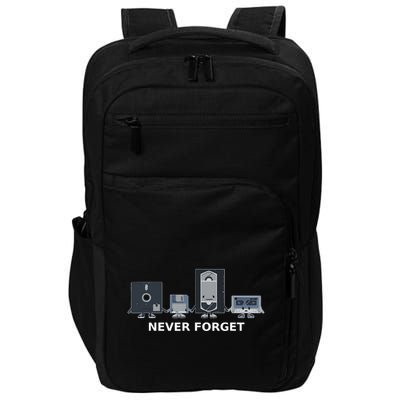 Floppy Disk Vhs Cassette Never Forget Geek History Impact Tech Backpack