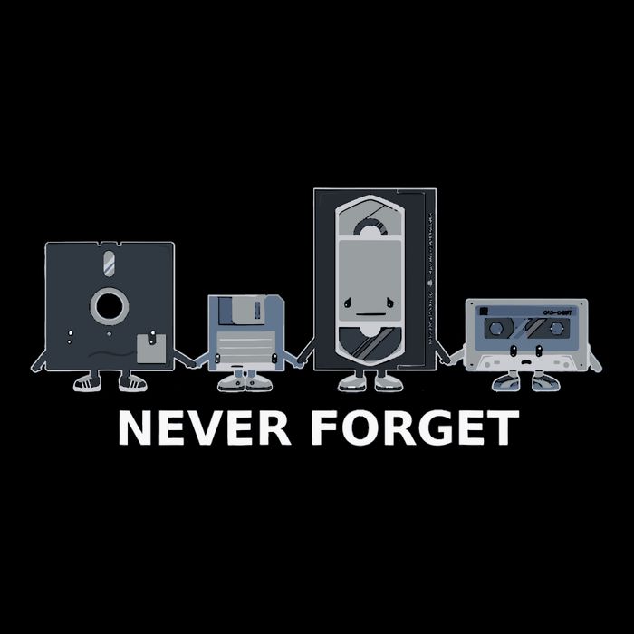 Floppy Disk Vhs Cassette Never Forget Geek History Impact Tech Backpack