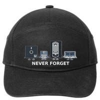 Floppy Disk Vhs Cassette Never Forget Geek History 7-Panel Snapback Hat