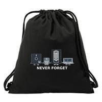Floppy Disk Vhs Cassette Never Forget Geek History Drawstring Bag
