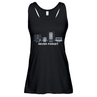 Floppy Disk Vhs Cassette Never Forget Geek History Ladies Essential Flowy Tank