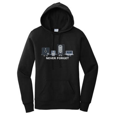 Floppy Disk Vhs Cassette Never Forget Geek History Women's Pullover Hoodie